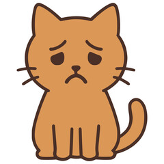 sad cat pet animal expression flat color vector illustration template design