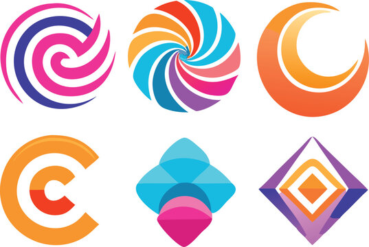 Colorful abstract logo design elements set