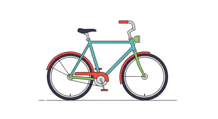 Fototapeta premium Colorful Bicycle Simple Illustration Teal and Red on White