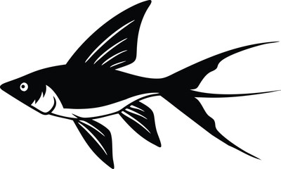Detailed swordtail fish illustration on white background