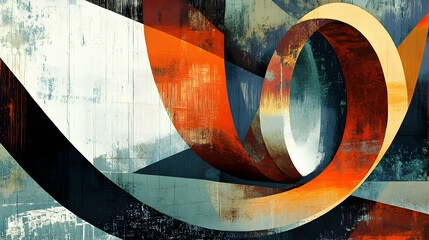 Abstract Modern Art with Dynamic Shapes and Bold Color Palette