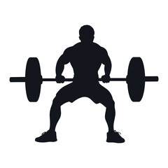 Weightlifter Silhouette Deadlift - Man Lifting Heavy Barbell Vector