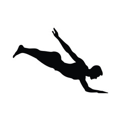 Swimmer Silhouette Diving or Floating - Athlete in Water Sport Vector