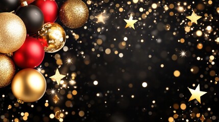 Christmas Decorations, Gold and Red Balls, Festive Background happy birthday background