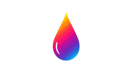 Colorful Striped Water Drop Icon Rainbow Gradient on White Background