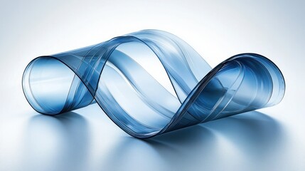Abstract, blue, flowing ribbon