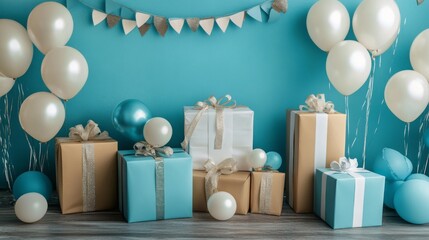 Birthday Celebration with Gifts and Balloons happy birthday background