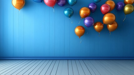 Colorful Balloons in Empty Room - Festive Decor happy birthday background