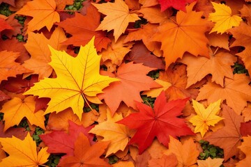 Fototapeta premium pile of colorful autumn leaves on the ground