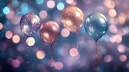 Floating Balloons in a Dreamy Celebration happy birthday background