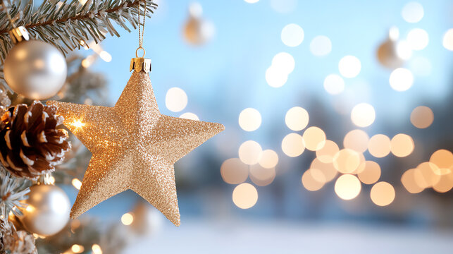 Vibrant Christmas Tree with Gold Star on Green Background - Free Stock ...