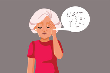 Elderly Woman Seeing Floaters Vector Medical Illustration. Sad  senior patient feeling bad after  age related macular degeneration
