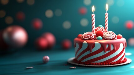 Birthday Cake with Festive Decorations happy birthday background
