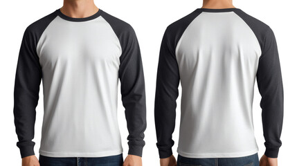 Dark Gray Long Sleeve Baseball T-Shirt Mockup Man's Apparel Design Template