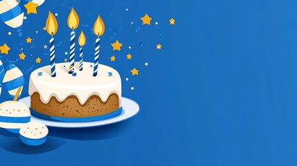 Birthday Cake with Candles and Confetti happy birthday background
