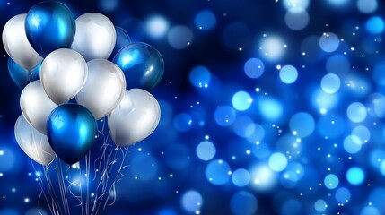Blue and White Balloons Celebration Background happy birthday background