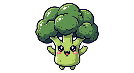 Fototapeta premium Adorable broccoli character with a joyful expression