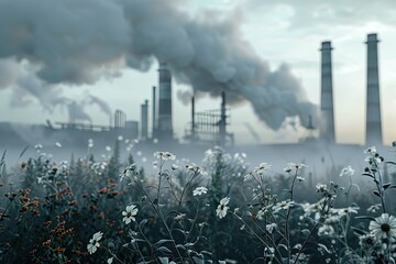 Pixel Perfect Image of Pollution Concept with Suffocated Plants