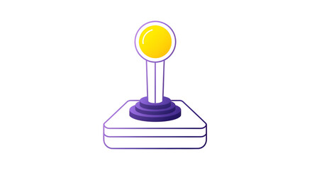 Retro Joystick with Yellow Sphere on White Background Gaming Illustration