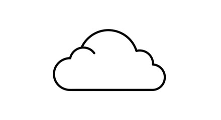 Fototapeta premium Simple White Cloud Black Outline on Clean White Background Minimalist Design