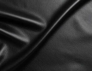 Black premium leather texture with soft grain and gentle gloss, elegant and uniform surface. Generative IA.