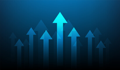 business arrow startup achievement glowing to success background