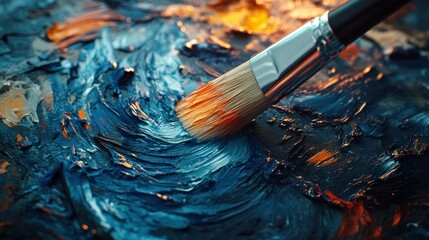 Fototapeta premium Artist's brush strokes vibrant colors on canvas