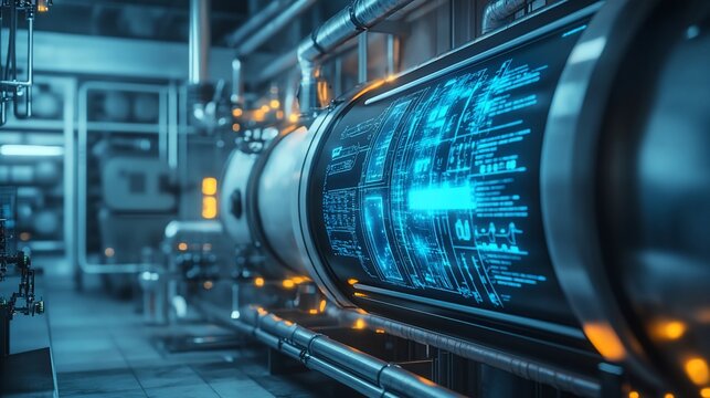Futuristic Technology Display in a Modern Industrial Environment