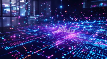 Fototapeta premium Abstract Circuit Board with Glowing Data