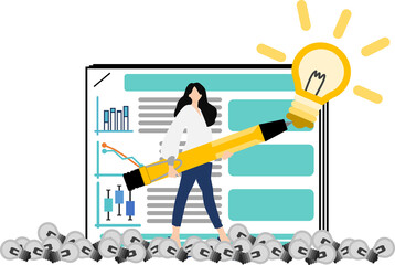 アイデアが閃くビジネスウーマンのイラスト