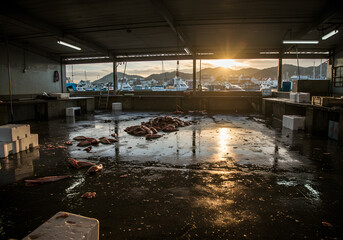 Sunrise fish market interior