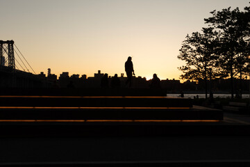 Sunset views at Domino Park in Brooklyn
