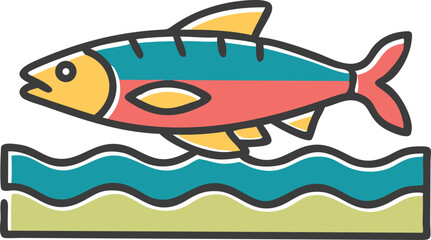 Detailed illustration of a trout fish on white background