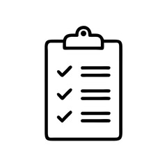 Clipboard Checklist Icon Representing Task Management and To-Do List with Check Marks in Minimalist Outline Style