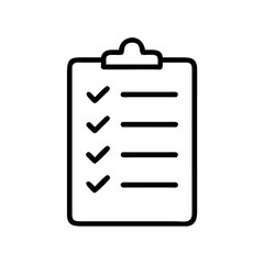 Clipboard Checklist Icon Representing Task Management and To-Do List with Check Marks in Minimalist Outline Style