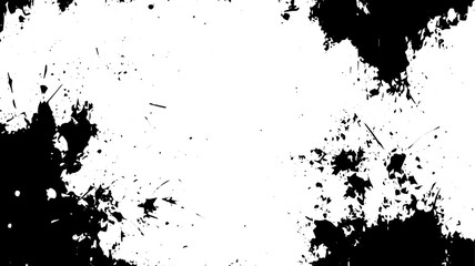 Obraz premium Grunge Ink Splatter Border with Chaotic Black Texture on White Background