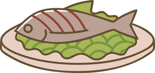 High resolution tuna fish illustration on white background