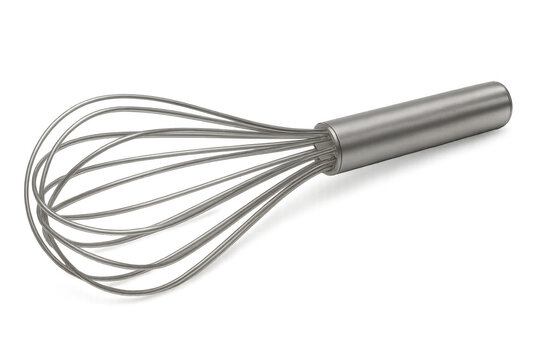 Classic stainless steel whisk isolated on transparent background, ideal for mixing ingredients while cooking or baking