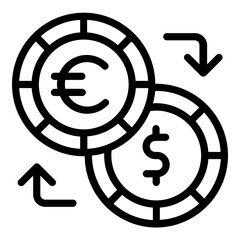 dollar euro exchange icon line