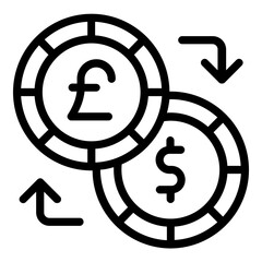 dollar pounds exchange icon line