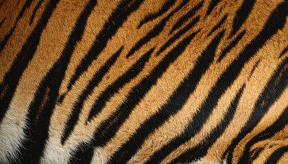 Close up showing the beautiful and distinctive pattern of black stripes over the orange fur of a magnificent tiger creating a stunning natural texture detail.