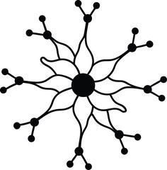 AI brain circuit Vector Line art illustration Neuron Microscope Brain with Fine Detail