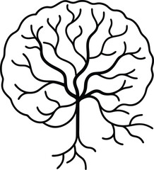 Fototapeta premium AI brain circuit Vector Line art illustration Vampire Vein Brain with Blood Vessel Design