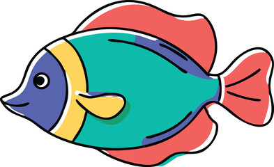 Yellow tang fish illustration on white background