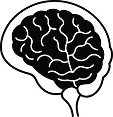 AI brain circuit Vector Line art illustration X Ray Brain Circuit with Transparent Layers
