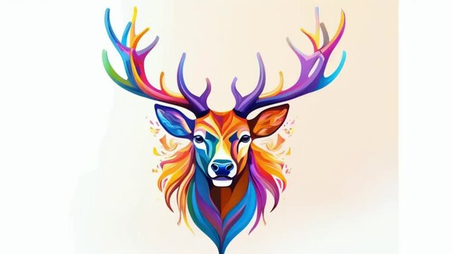 A Colorful Majestic Stag Head Created for Modern Artistic Expression.
