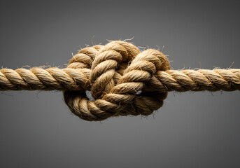 Rope with Knot Close Up | Nautical Rope Tied in Knot for Strength, Connection, and Unity Concepts