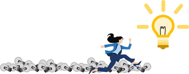 アイデアが閃くビジネスウーマンのイラスト