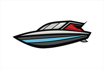 Sea Travel Vector of Speed Boat Isolated on White Background