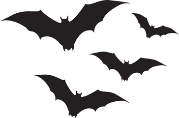 Halloween Bats flying icon in flat. isolated on transparent background
